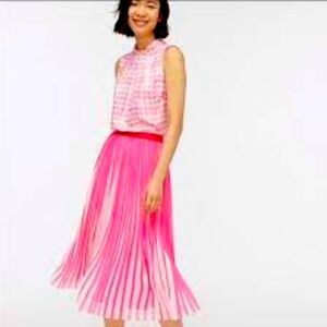 J. Crew Pleated Midi Skirt in Peekaboo Stripe size 4 pink